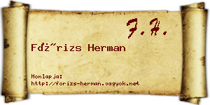 Fórizs Herman névjegykártya
